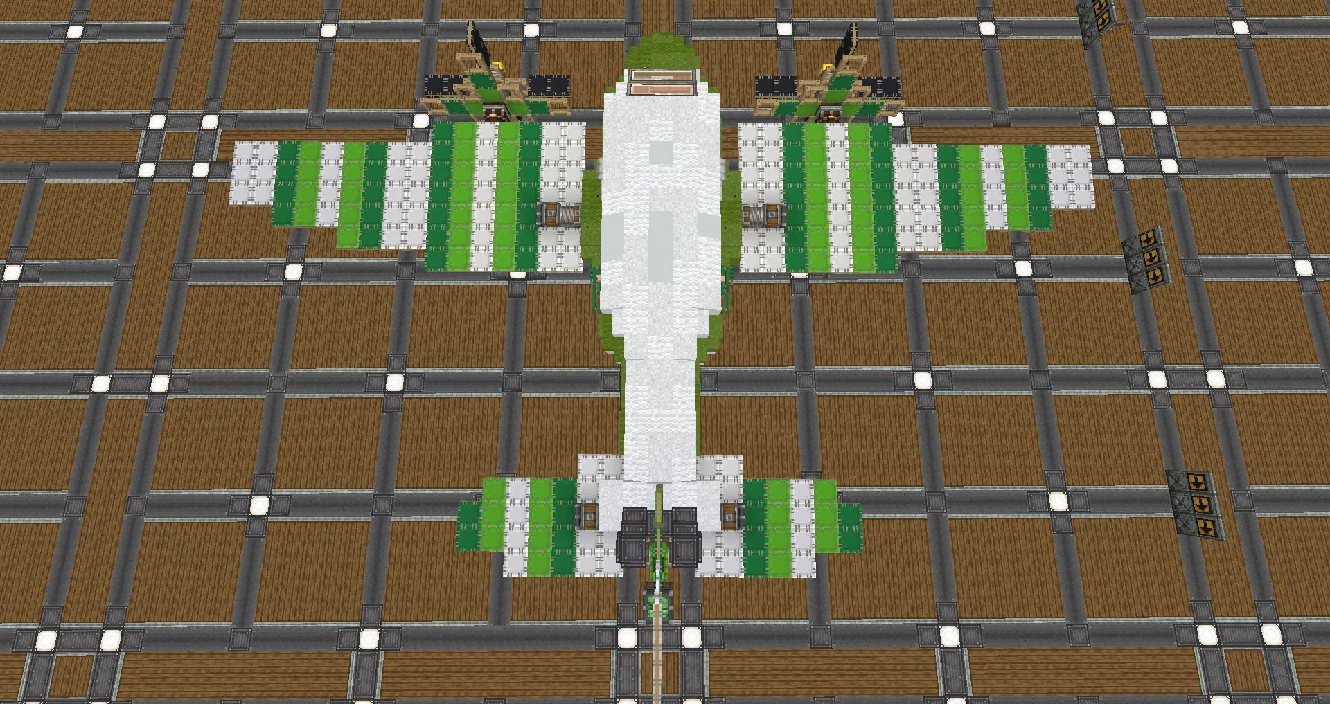 () Jumbo Green Airplane v2 with Copycat Panel, White Sail, Industrial Plating Block, Copycat Slope Layer, Lime Sail, Green Sail, Industrial Iron Encased Chain Drive, and White Symmetric Sail, visible proportions, and a 39 x 10 x 30 schematic footprint.