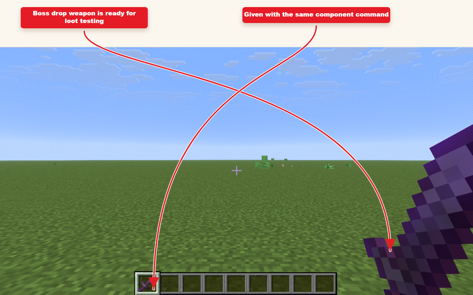 In-game screenshot showing Warlord Drop boss weapon delivered to the player.