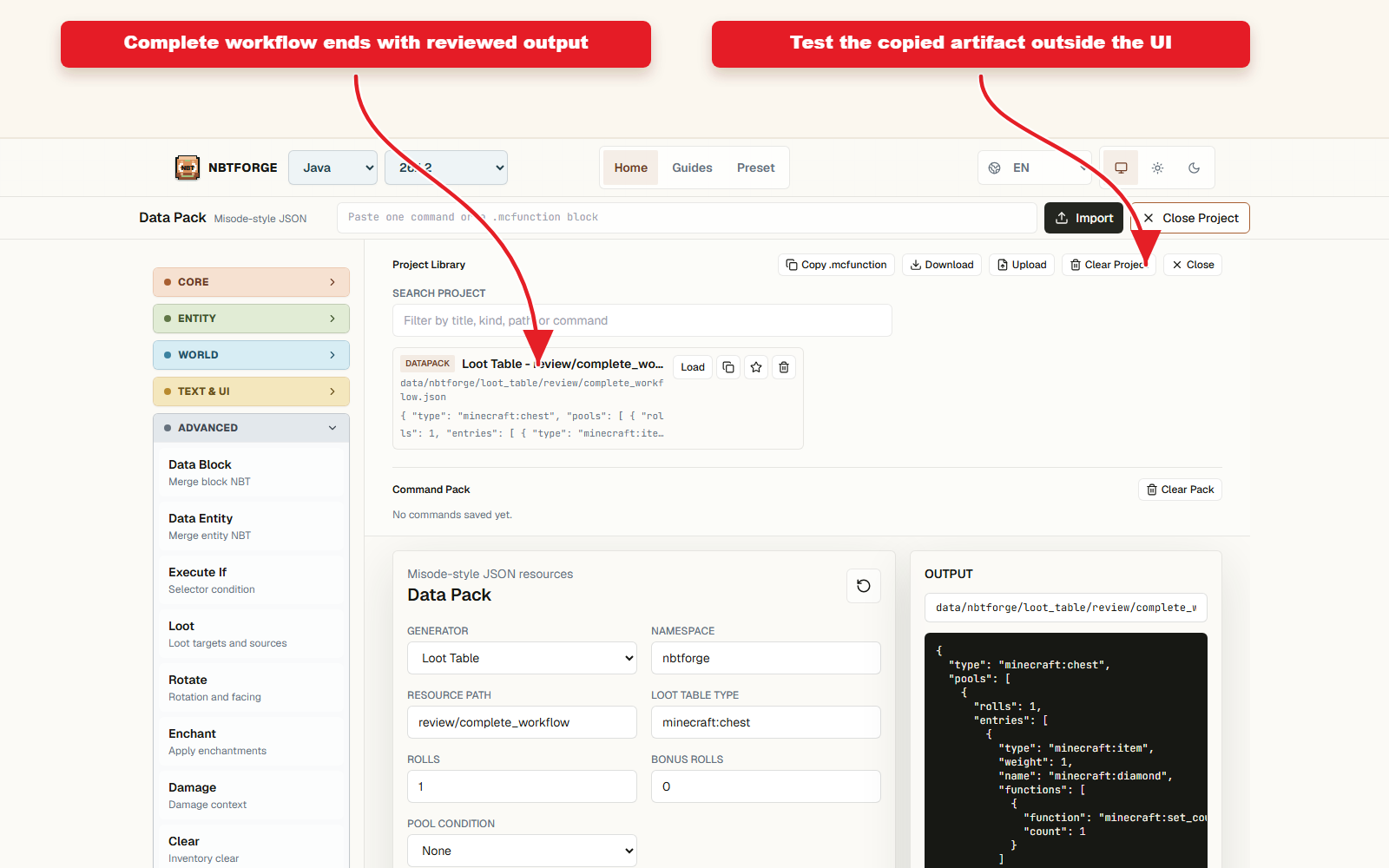 Copy-ready output for Complete NBTForge preset workflow guide.