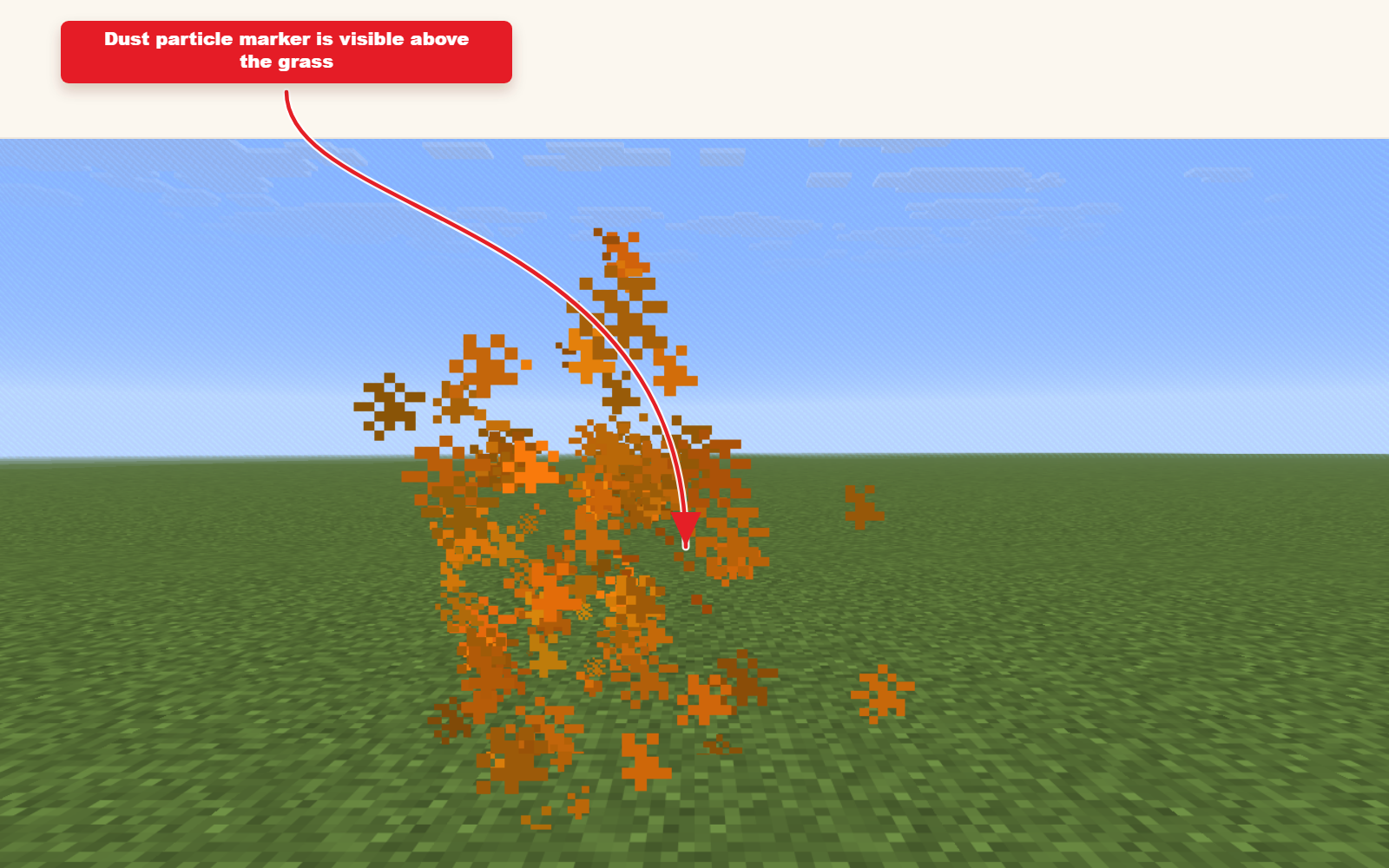 In-game screenshot showing a particle marker from the preset generator.