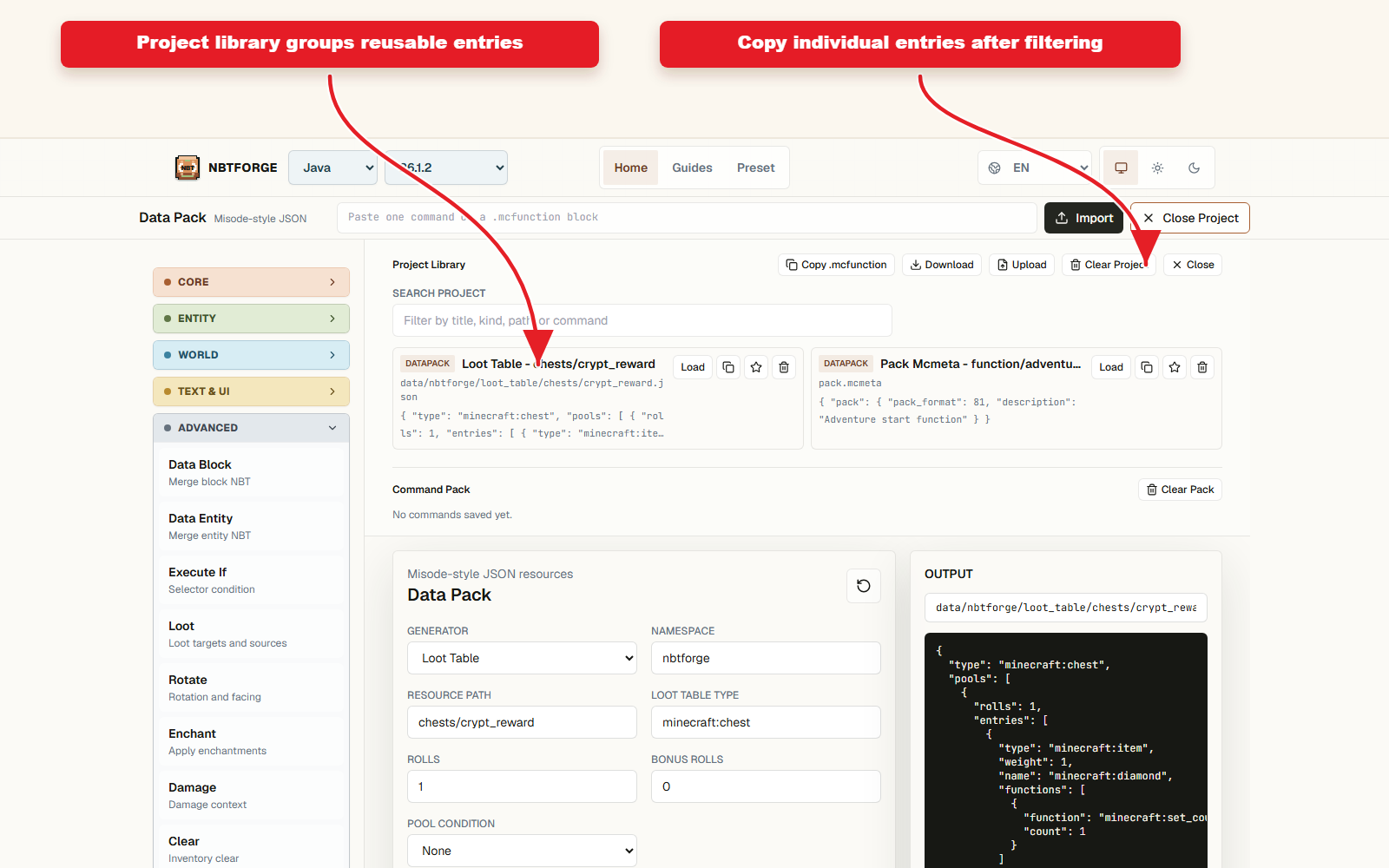 Copy-ready output for Project library preset workflow.
