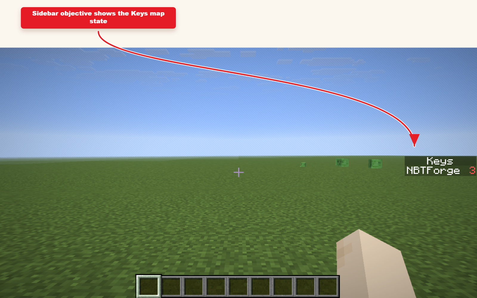 In-game Minecraft screenshot showing Scoreboard objective preset for maps result.