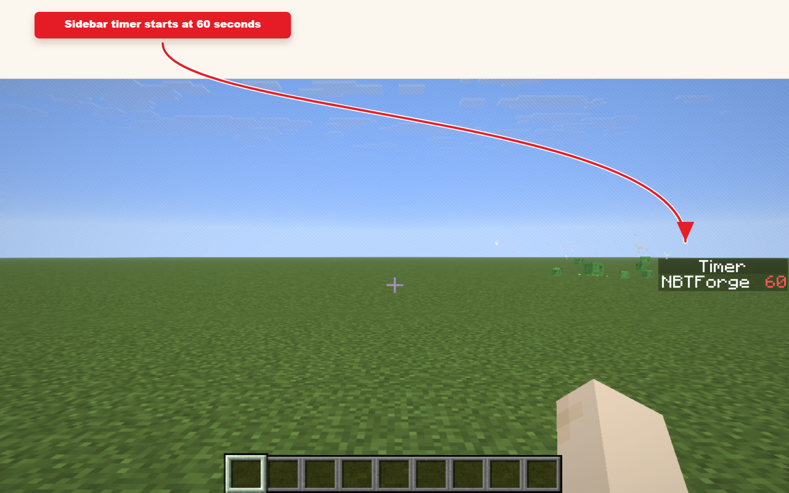 In-game Minecraft screenshot showing Scoreboard timer preset command guide result.
