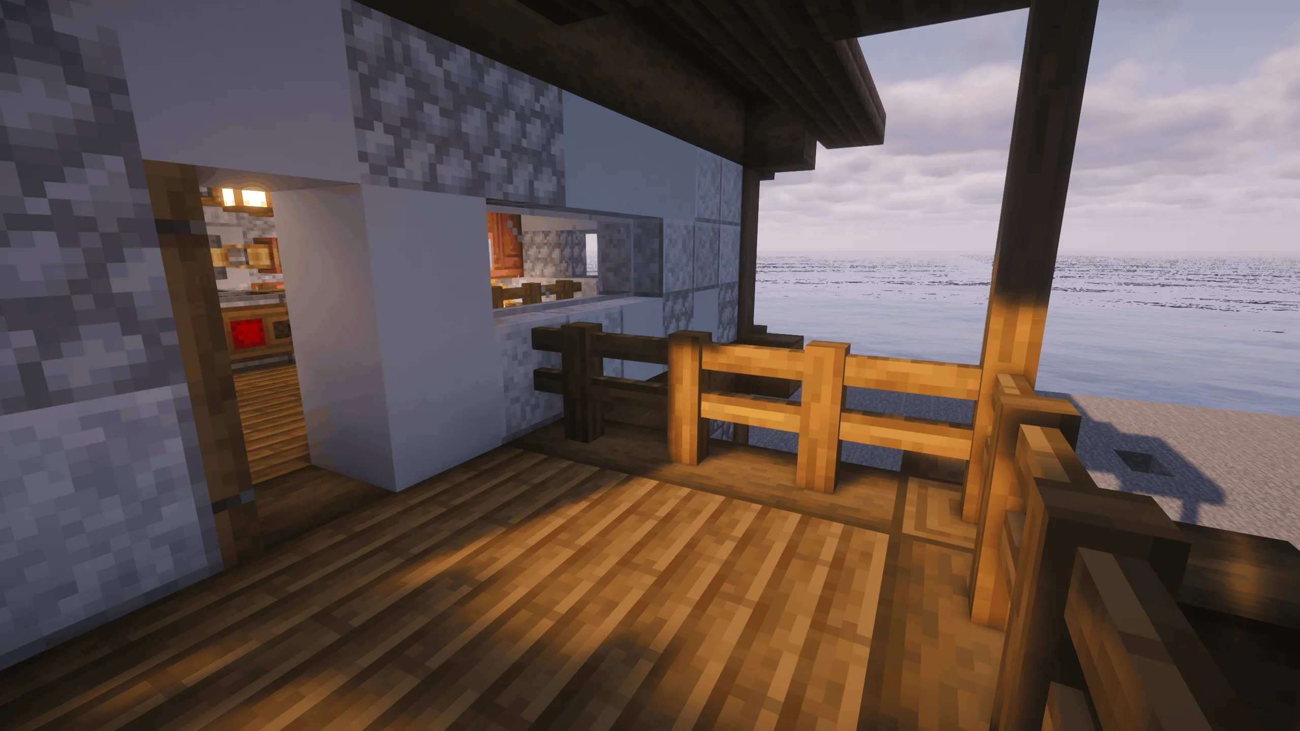 STARTER HOUSE - NO BRASS with Spruce Slab, Stripped Spruce Log, Spruce Planks, Andesite Casing, Item Vault, Spruce Stairs, Stone, and Spruce Fence, visible proportions, and a 15 x 13 x 17 schematic footprint.
