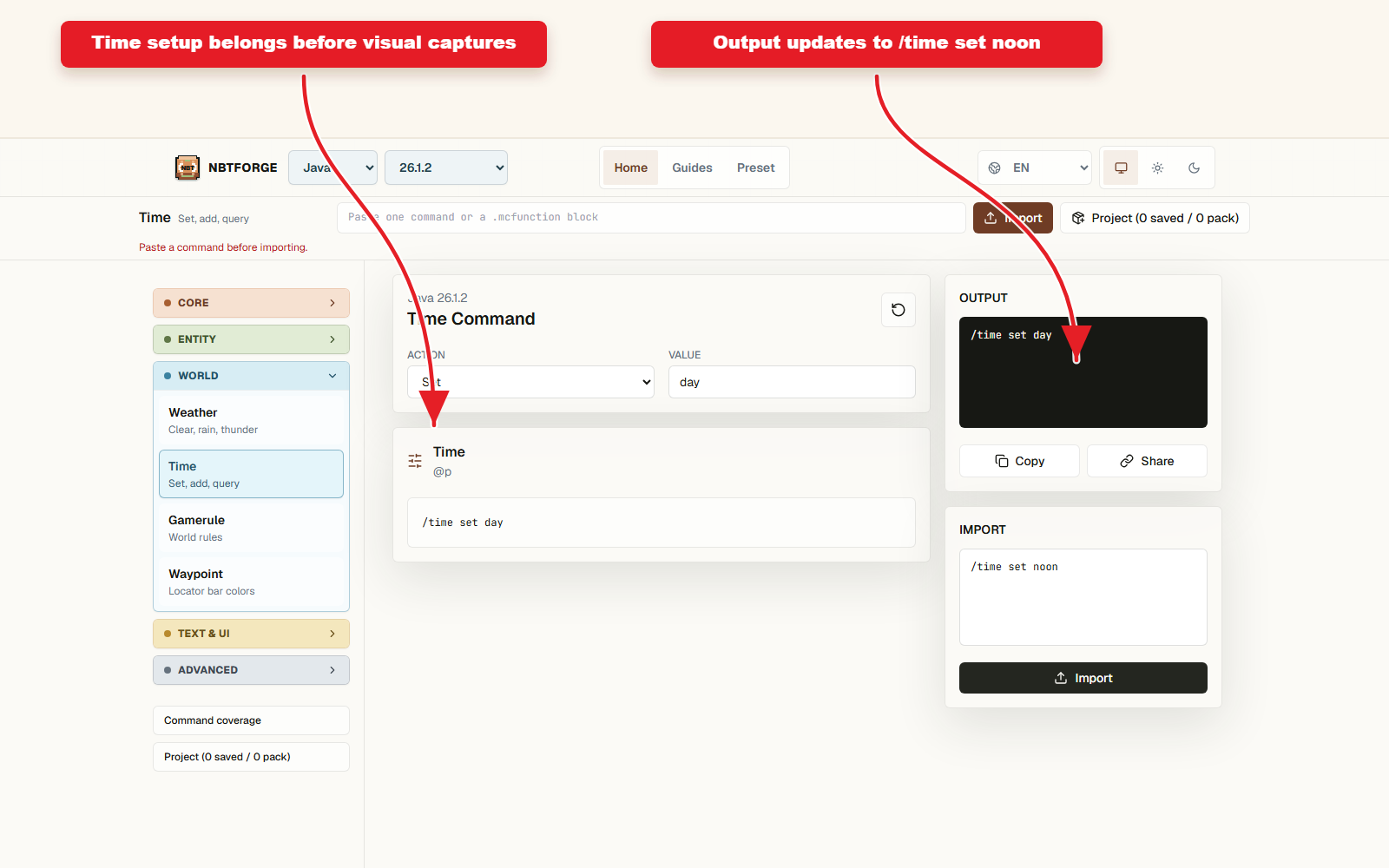 Detailed Time controls for Time preset for cinematic scenes.