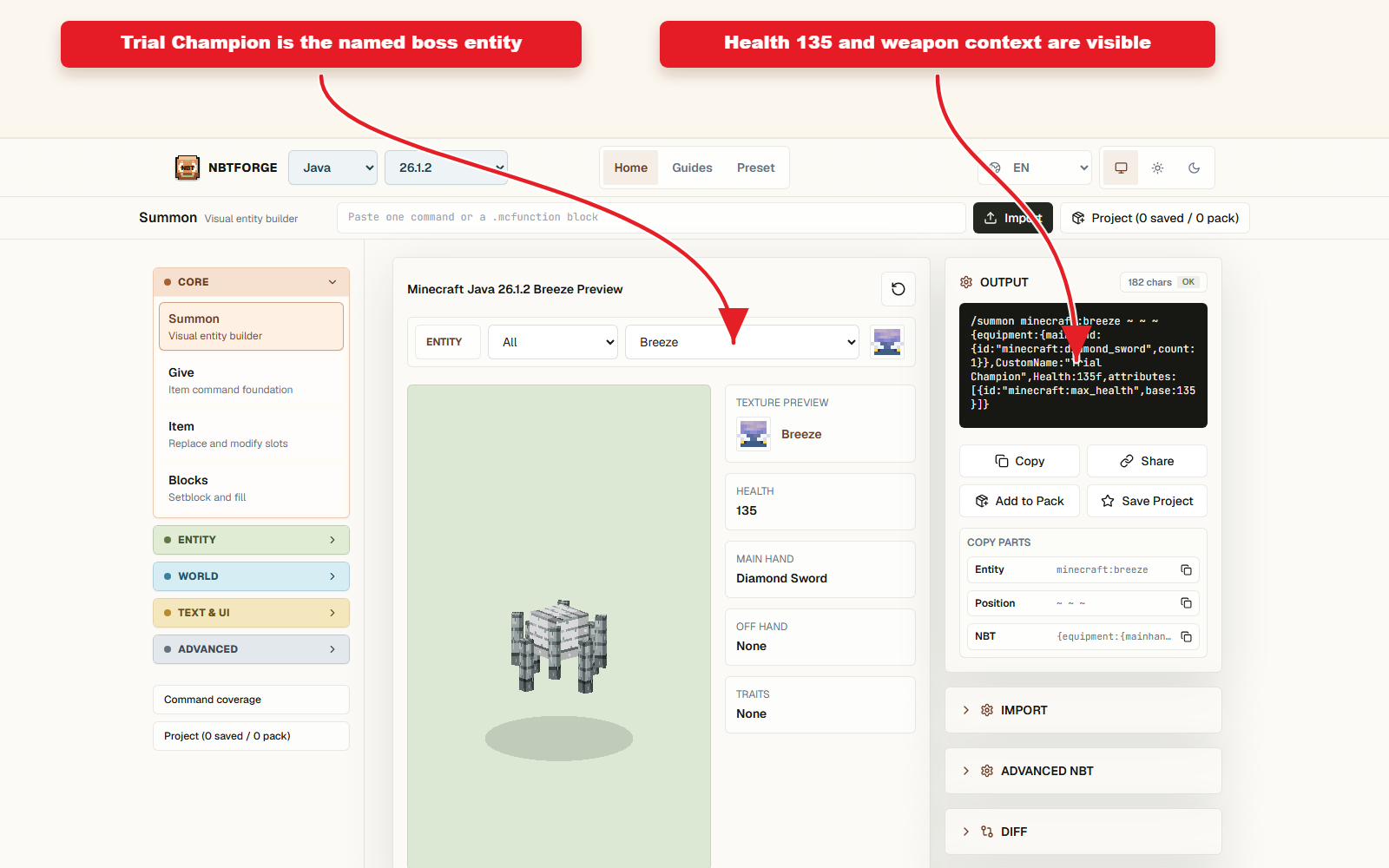 Summon workbench configured for Trial Champion.