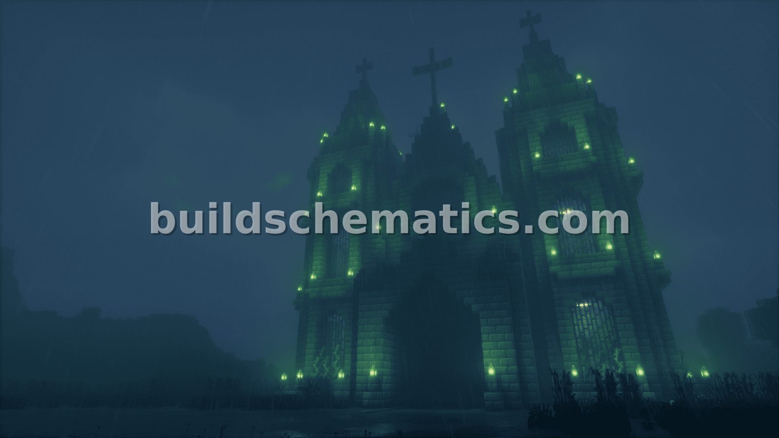 Stone Brick Dark Prismarine Cathedral