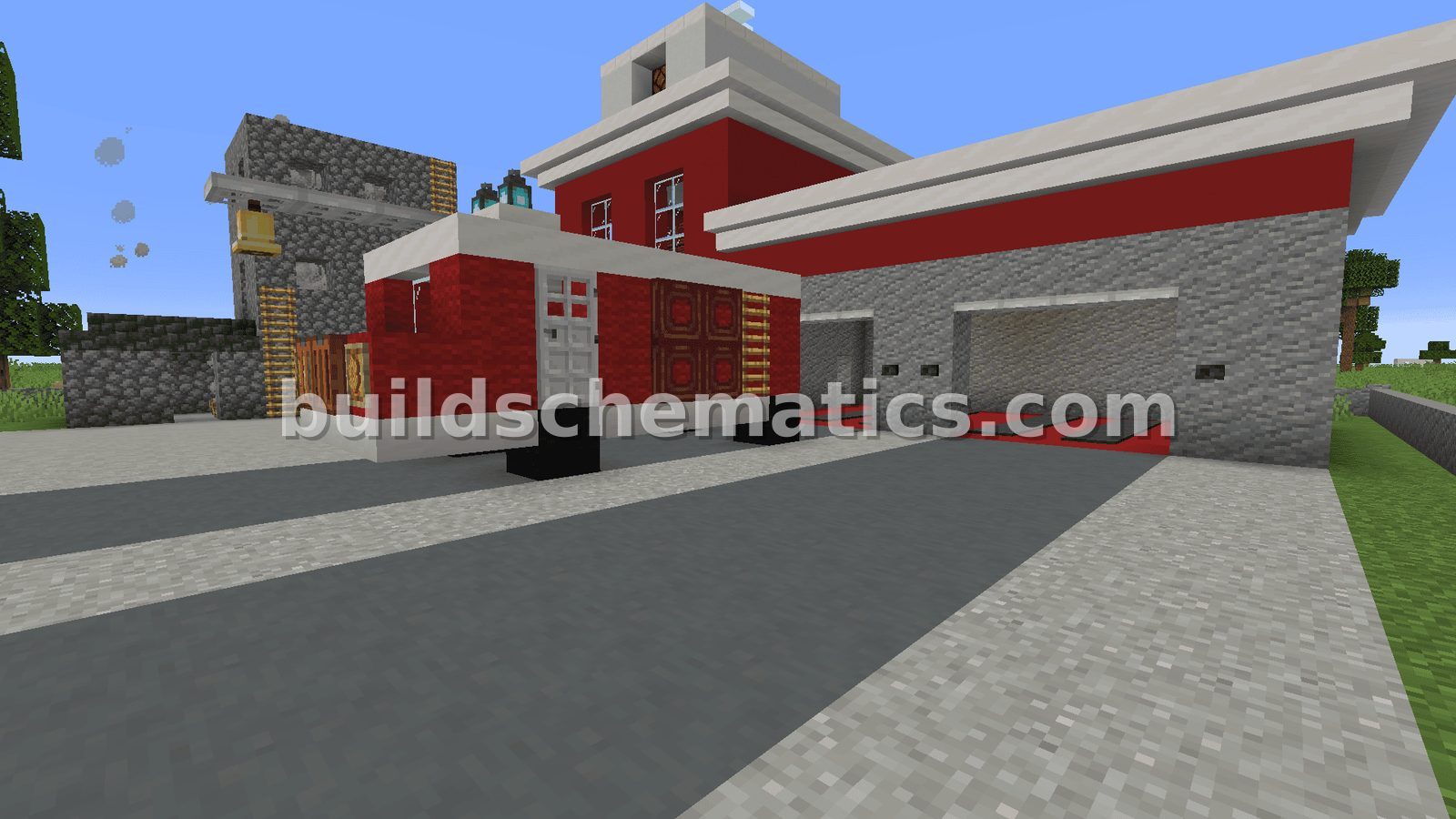 Minecraft Fire Station and Football Field — view 3