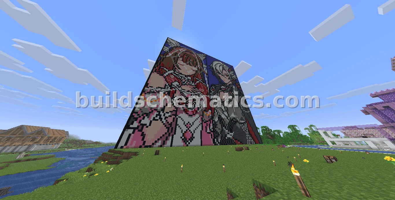 Pixel Art Harlequin and Columbine — view 2