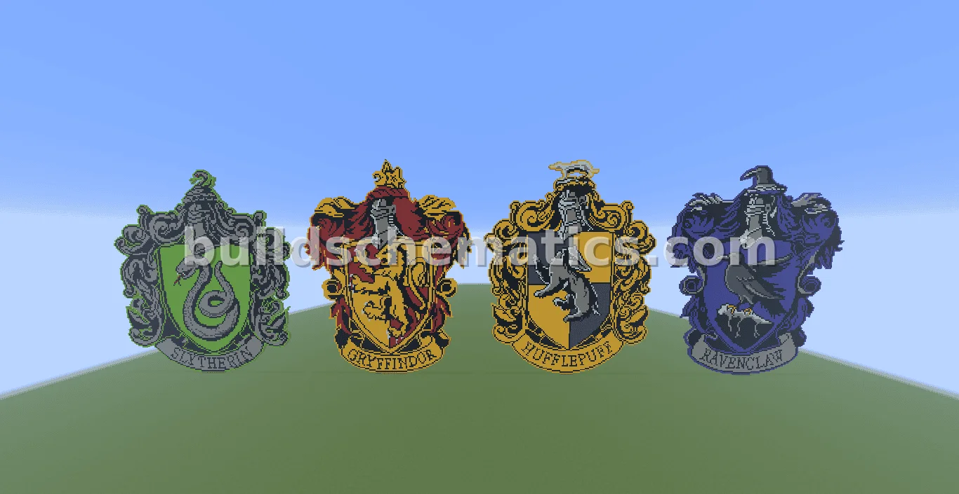 Hogwarts House Pixel Art Crests