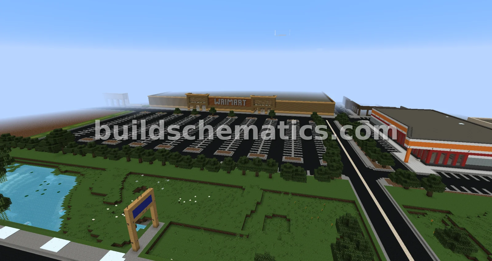 Modern Superstore With Parking Lot