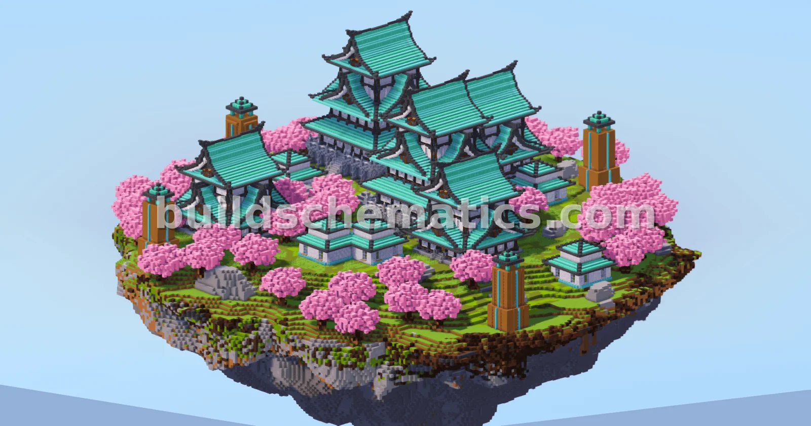 Dark Copper Japanese Floating Island Castles