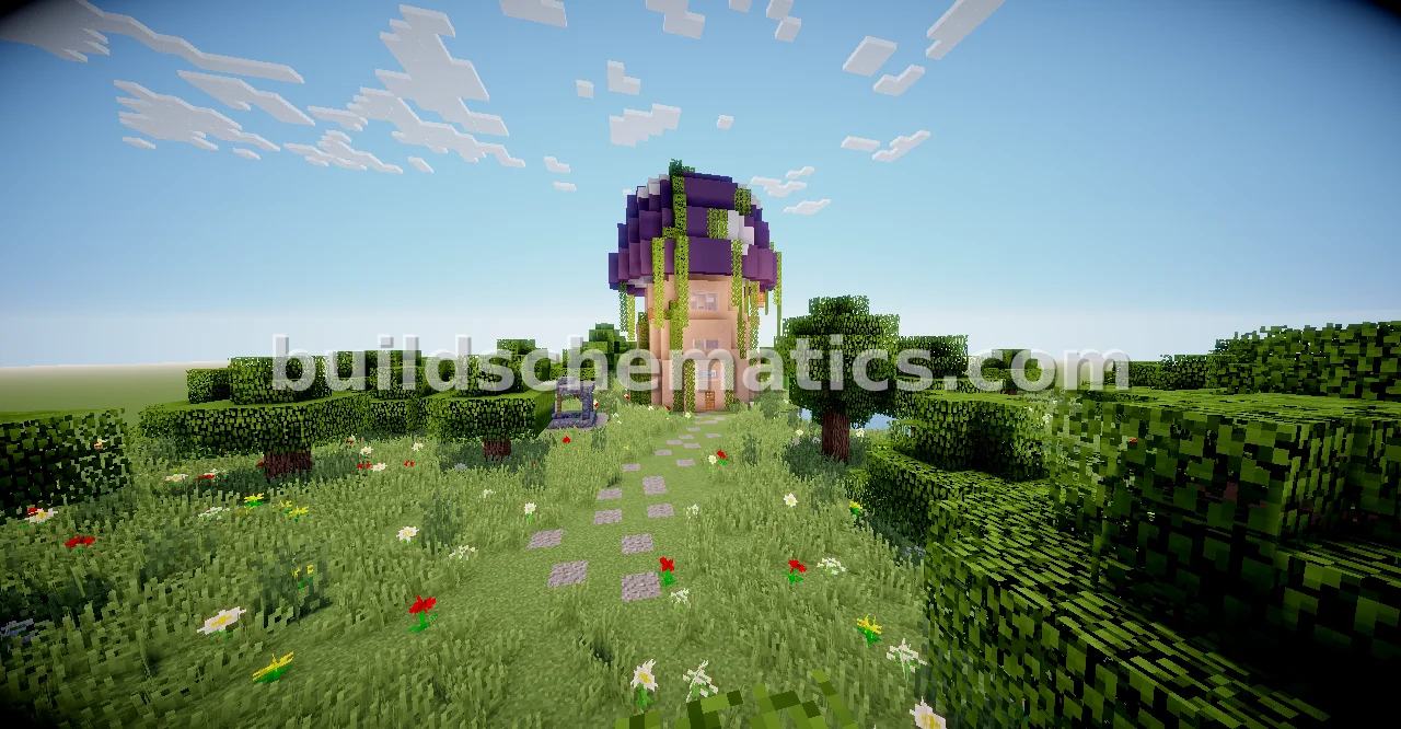 Mushroom House: Survival Home With Pond And Garden