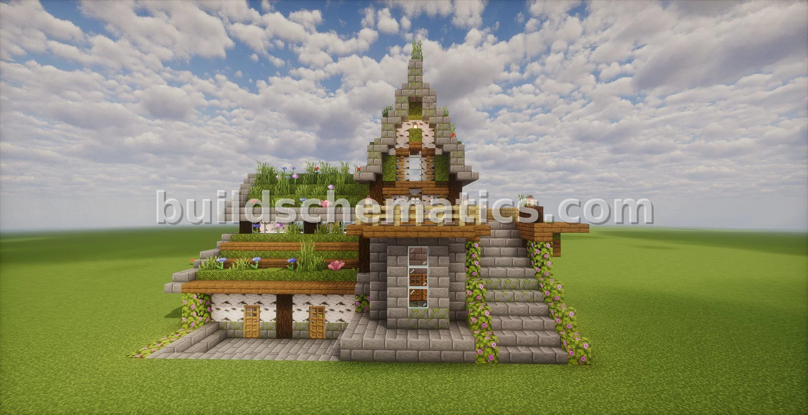 Compact Mossy Medieval House Starter — view 5