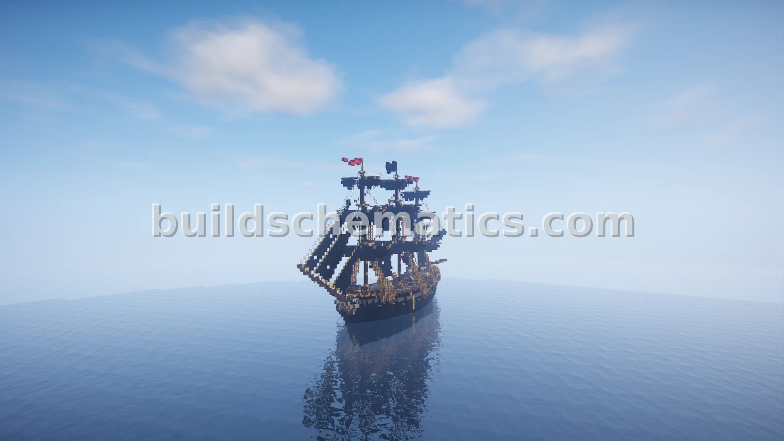Pirate Ship With Sails Raised — view 3