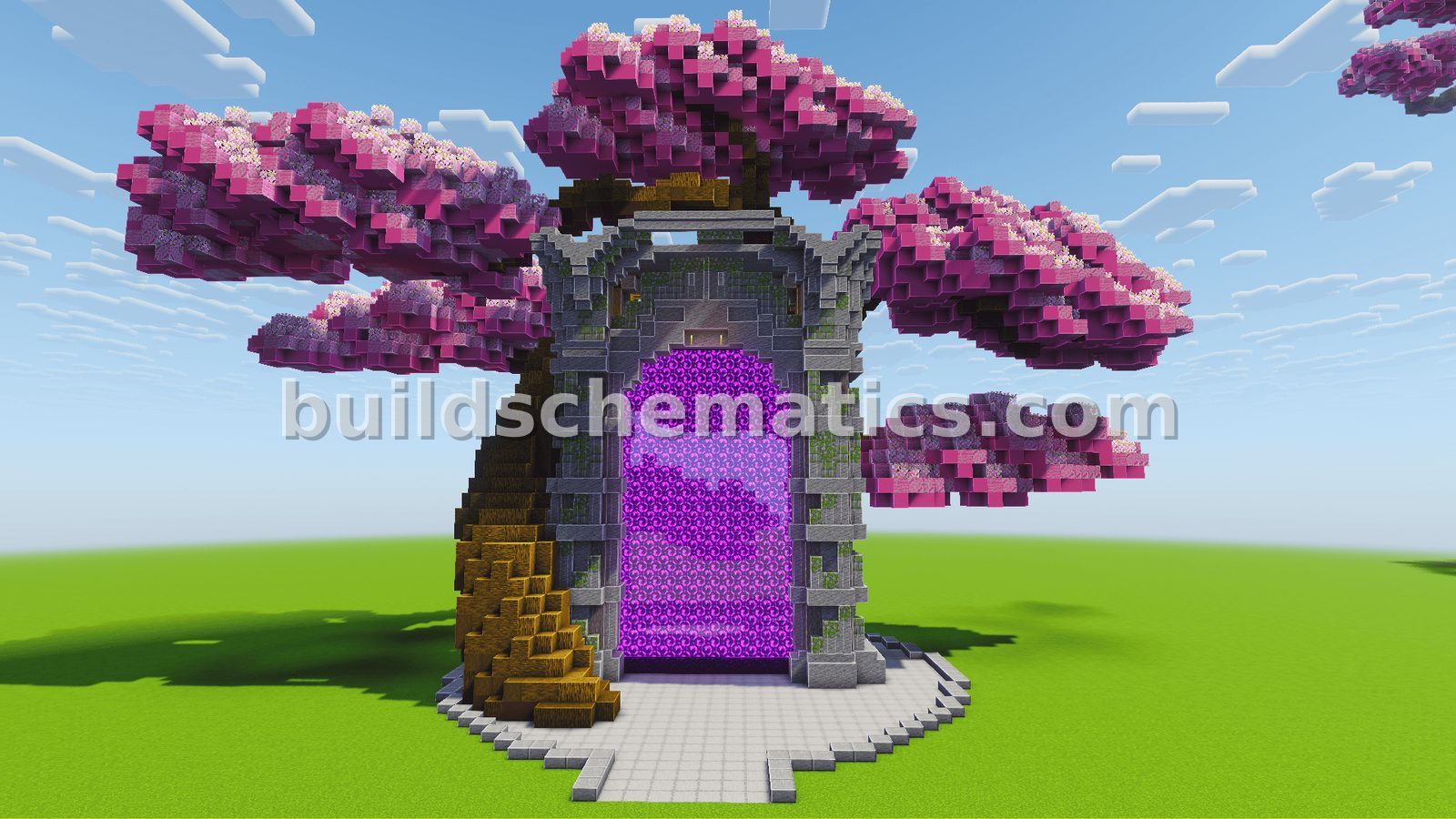 Giant Sakura Tree Nether Portal Build — view 2
