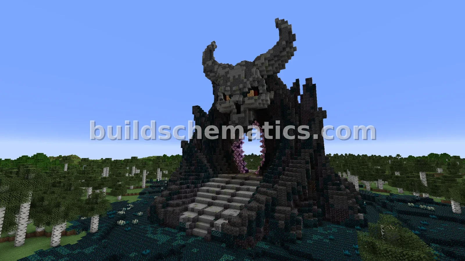 Warden Skull Nether Portal Statue V03