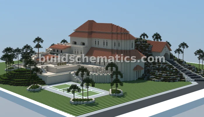 Sandstone Mansion with Pool and Court — view 3