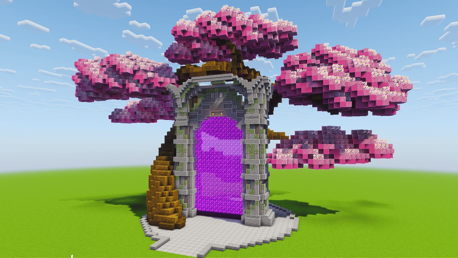 Giant Sakura Tree Nether Portal Build