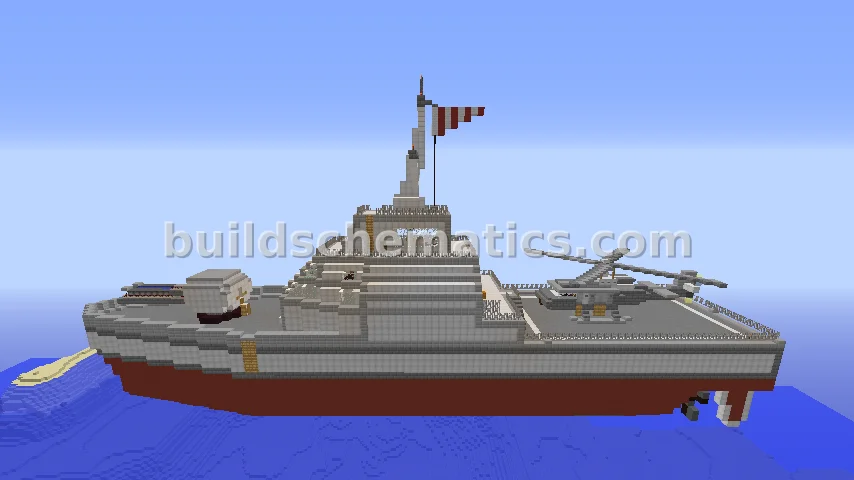 Large Cannon Destroyer Ship with Helipad — view 2