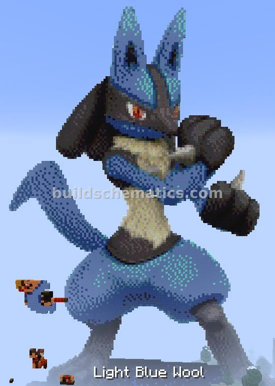 Lucario Pixel Art Sculpture