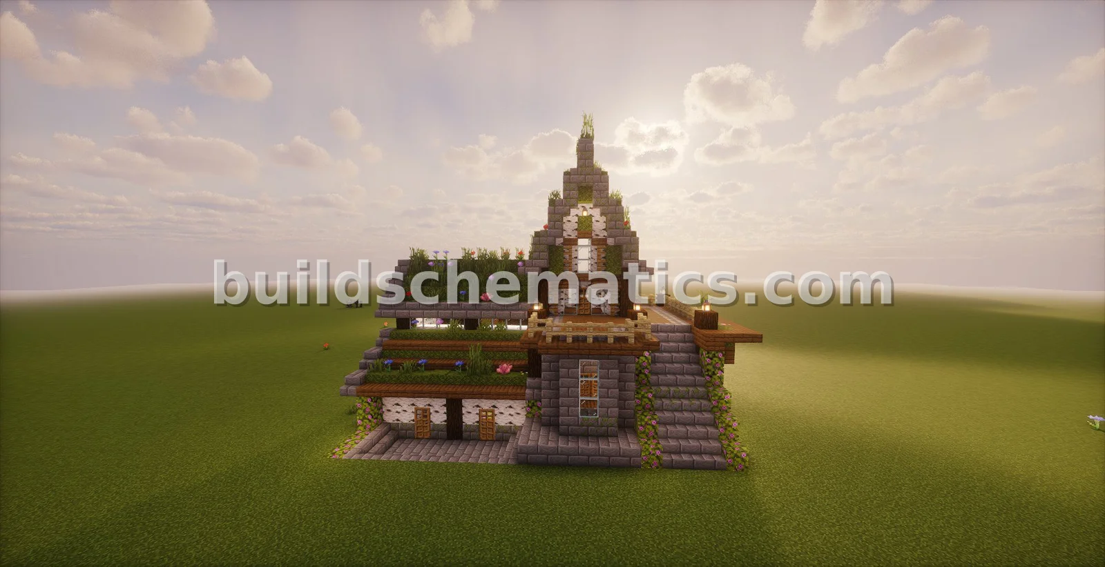 Compact Mossy Medieval House Starter — view 4