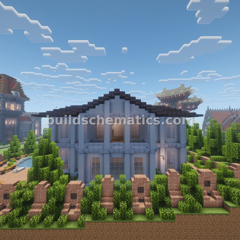 Luxury White Two-Story House with Pool — view 3