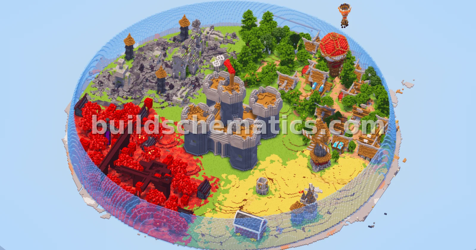 Four Biomes City 250x250 Blocks Medieval Castle — view 3