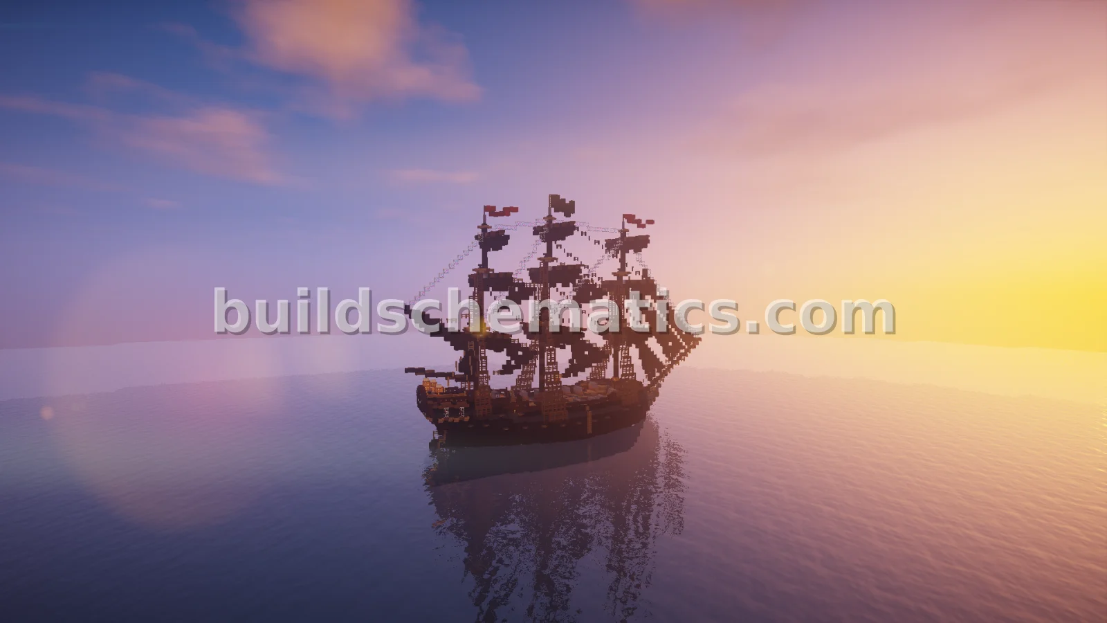 Pirate Ship With Sails Raised — view 2