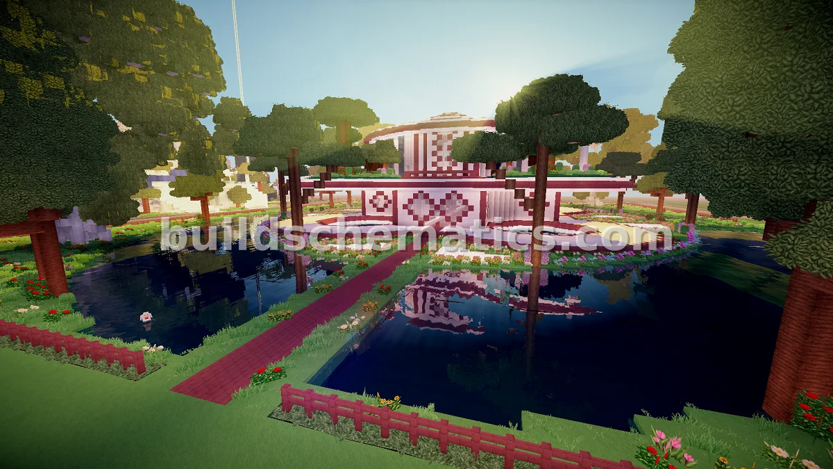 Serene Garden Temple Pavilion