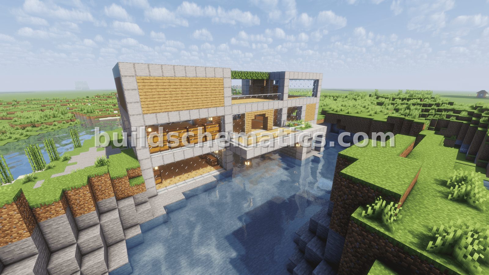Modern Riverside Stone and Wood House — view 5