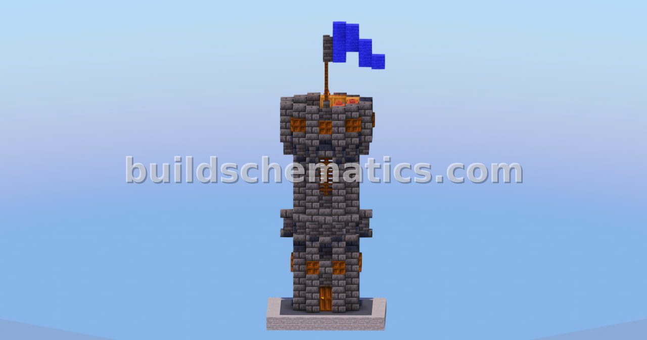 Compact Gothic Medieval Watchtower with Interior — view 3