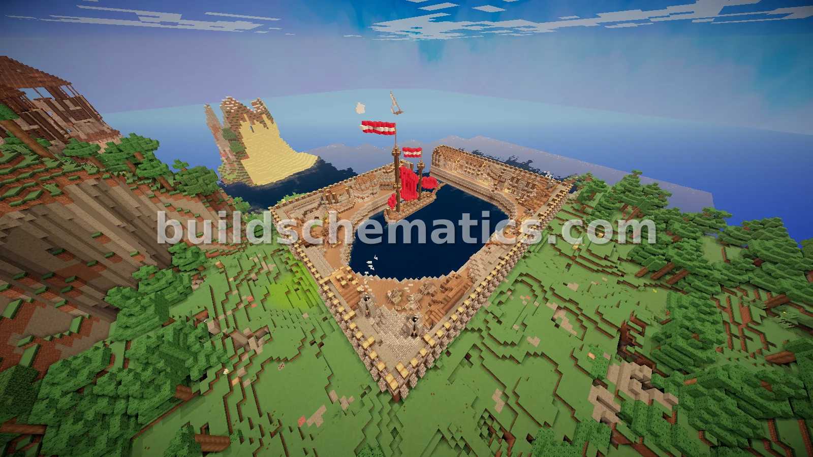 Coastal Village With Ship — view 3