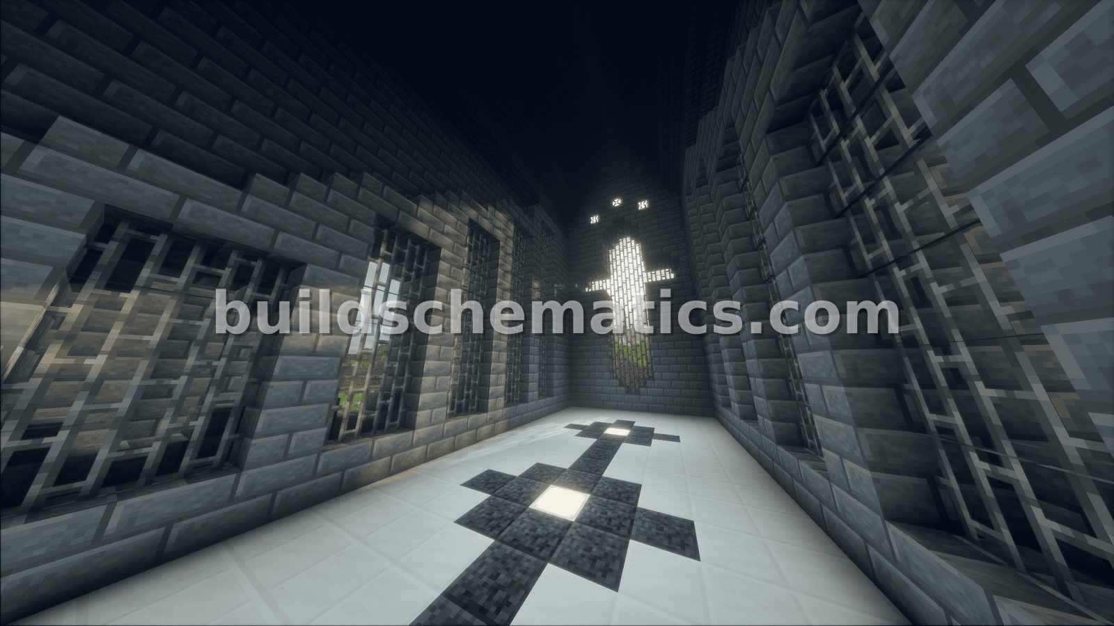 Stone Brick Dark Prismarine Cathedral — view 2