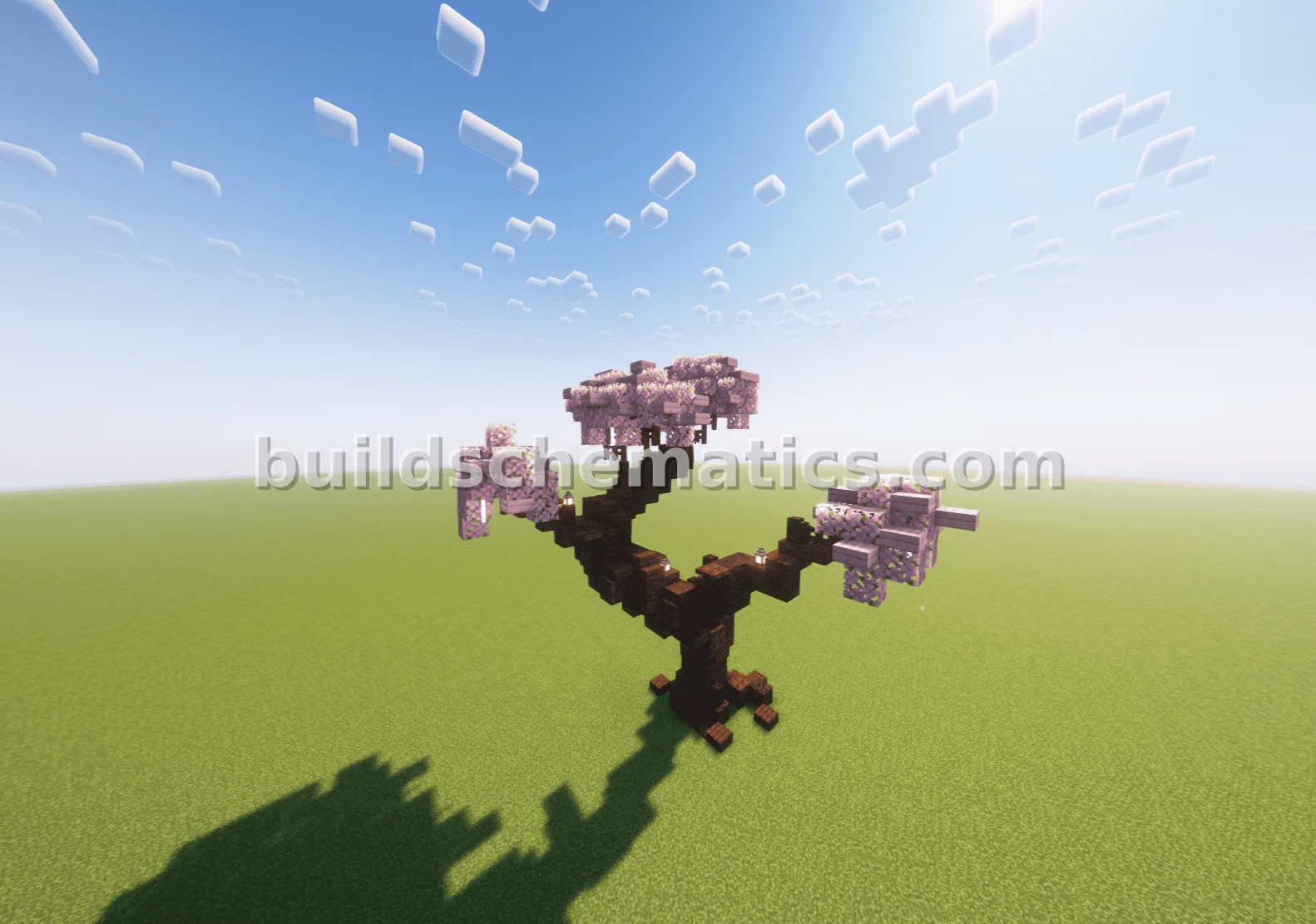 Large Cherry Blossom Tree with Magical Lighting