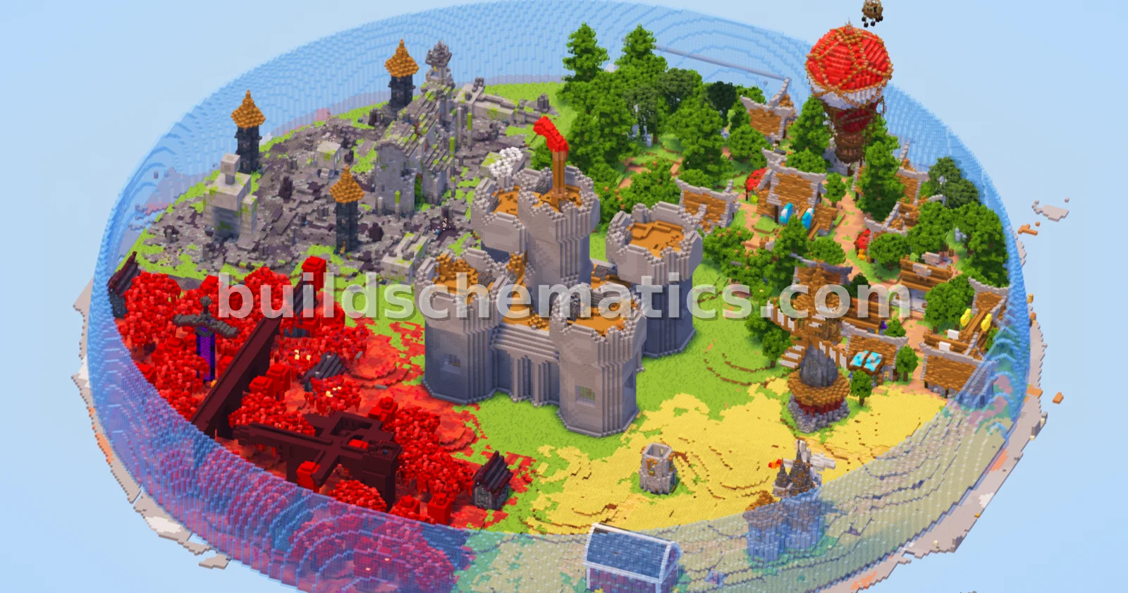Four Biomes City 250x250 Blocks Medieval Castle — view 2