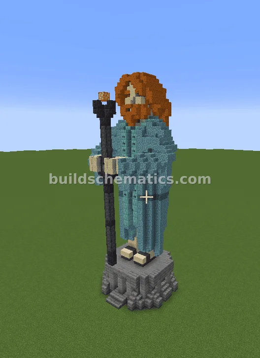 Prismarine Wizard Statue - Redhead
