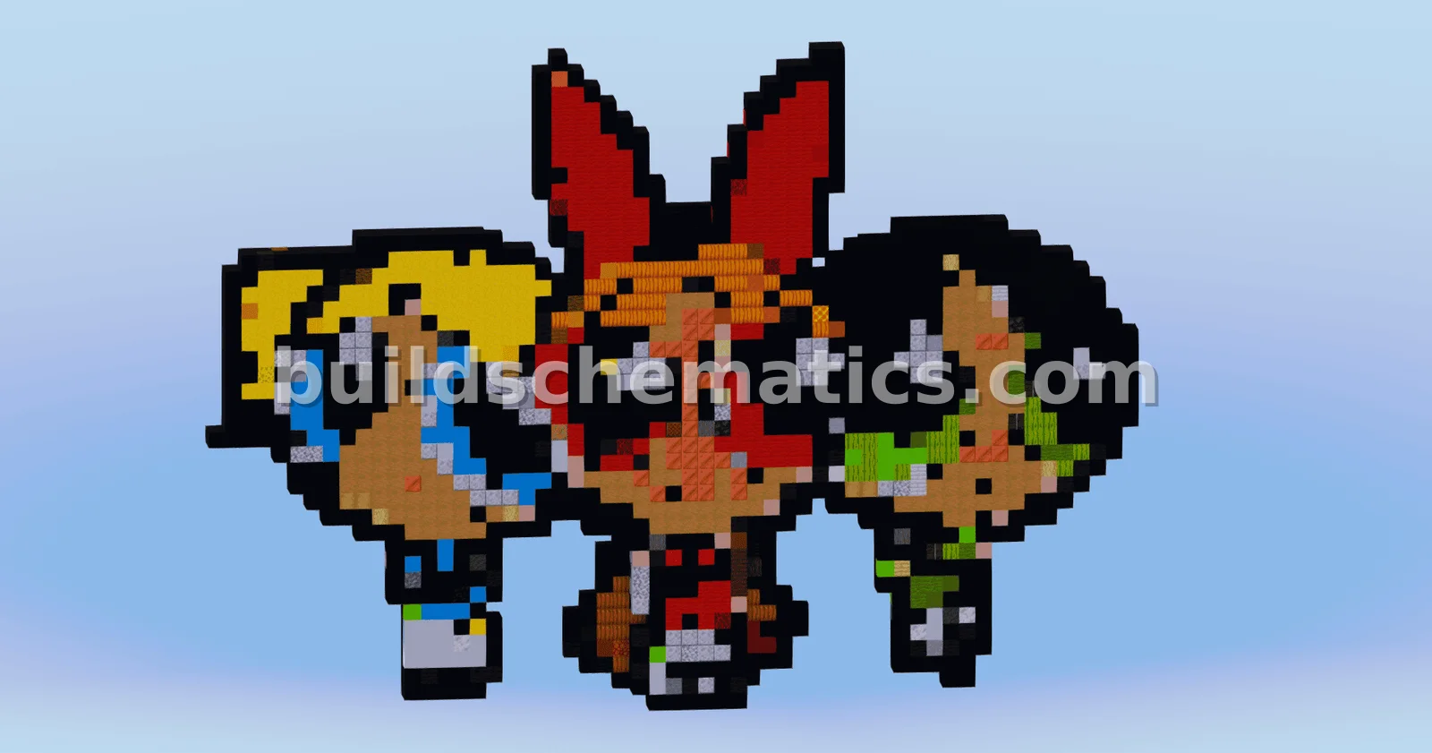 Powerpuff Girls Pixel Art Statue