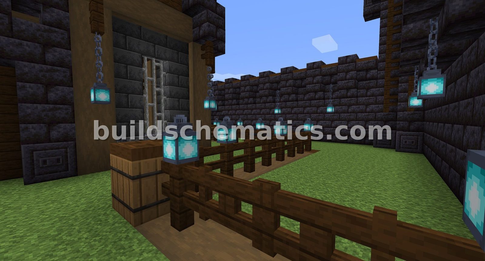 Dark Medieval Castle with Central House — view 3
