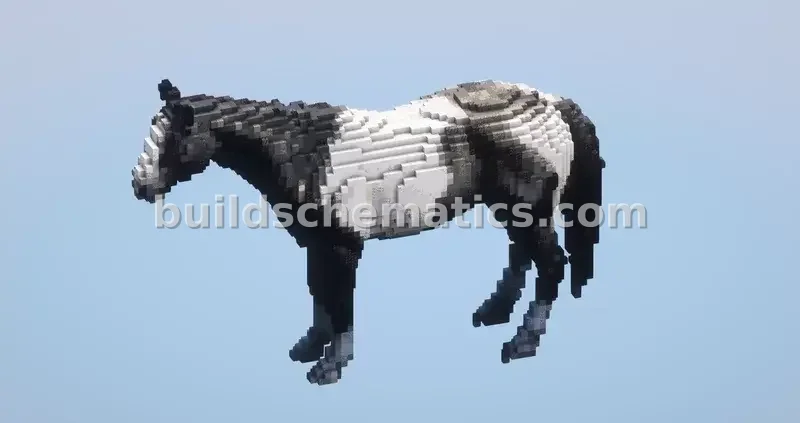 Majestic Black and White Horse Statue