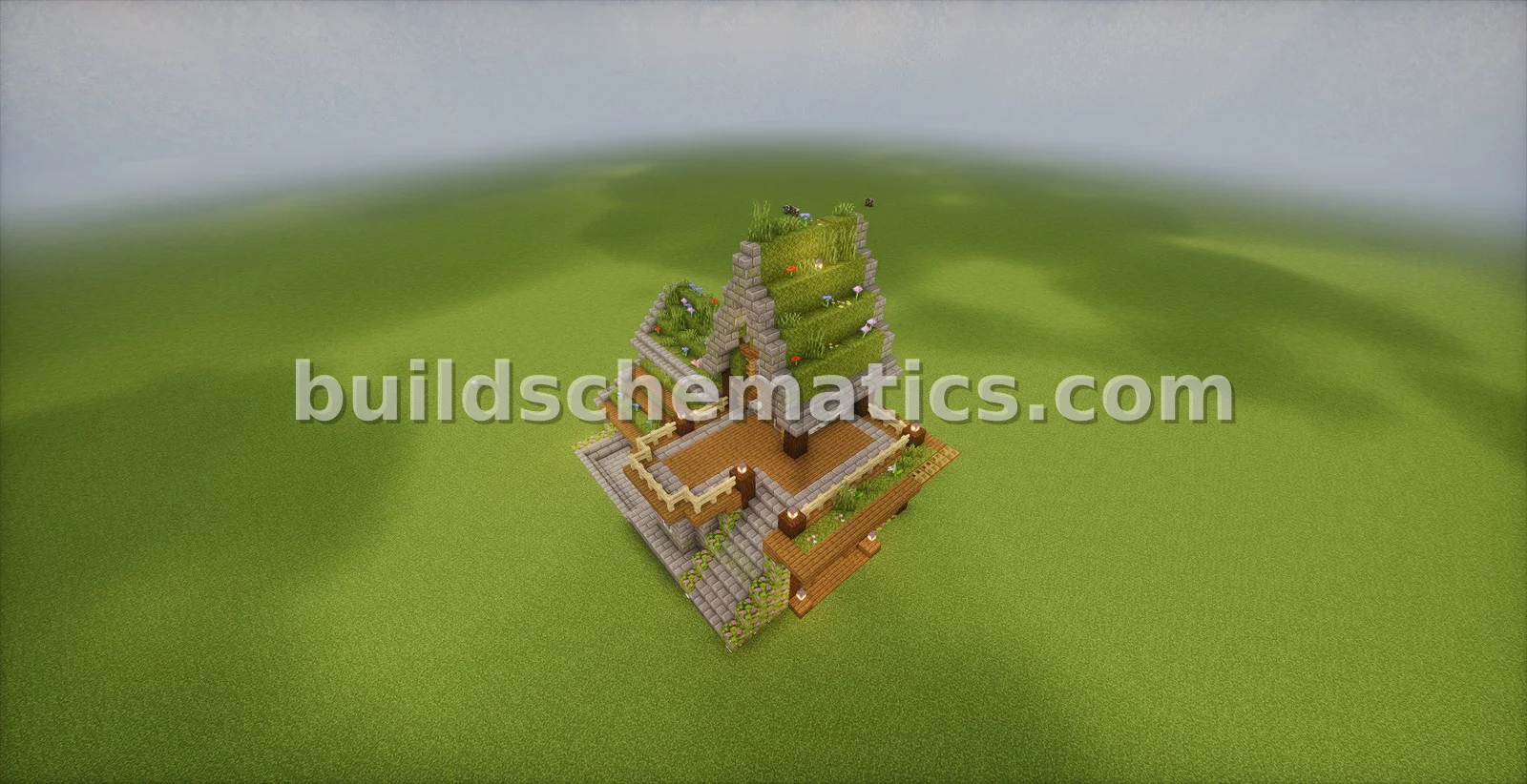 Compact Mossy Medieval House Starter — view 3