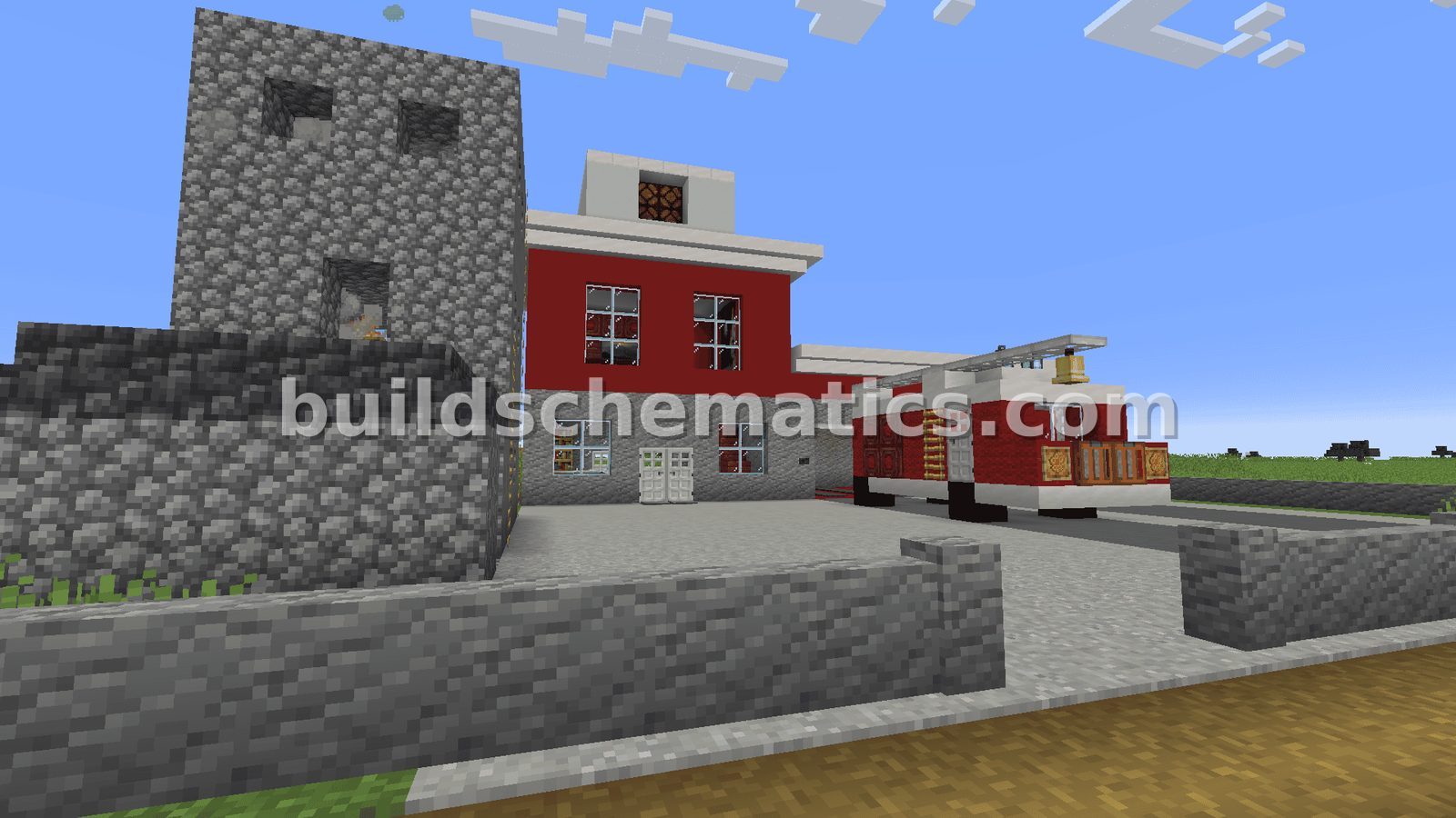 Minecraft Fire Station and Football Field — view 2