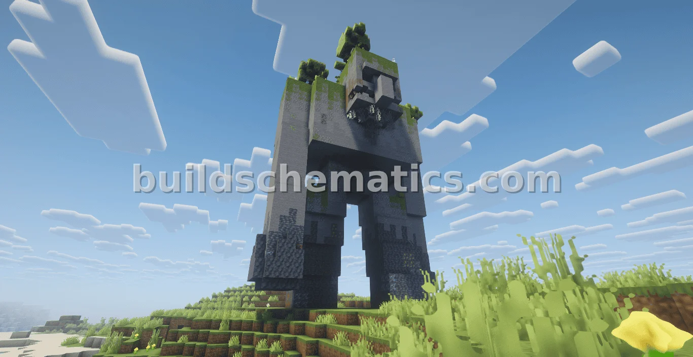 Ancient Mossy Stone Guardian Statue