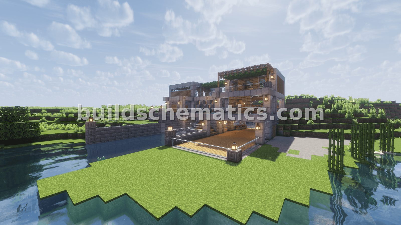 Modern Riverside Stone and Wood House — view 3