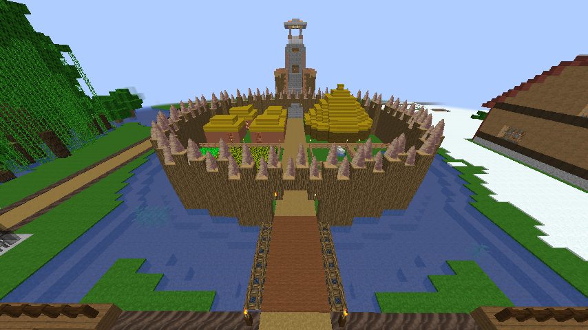 Native American Village with Watchtower