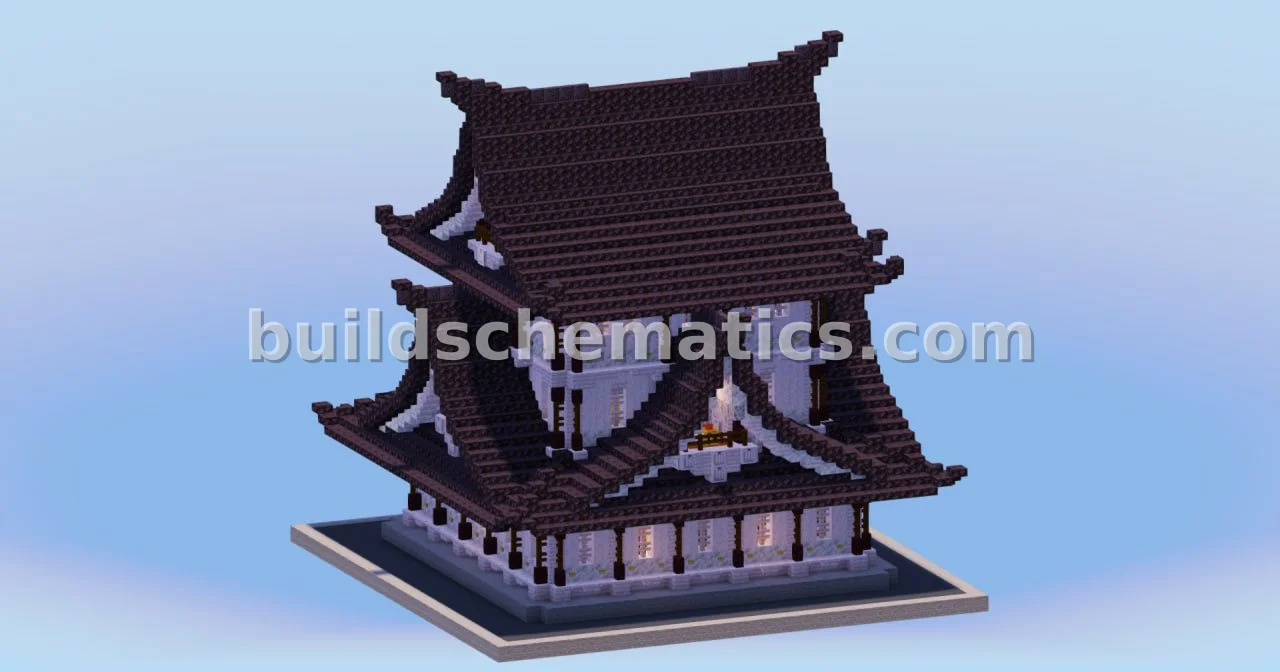 Japanese Temple - Black and White Style