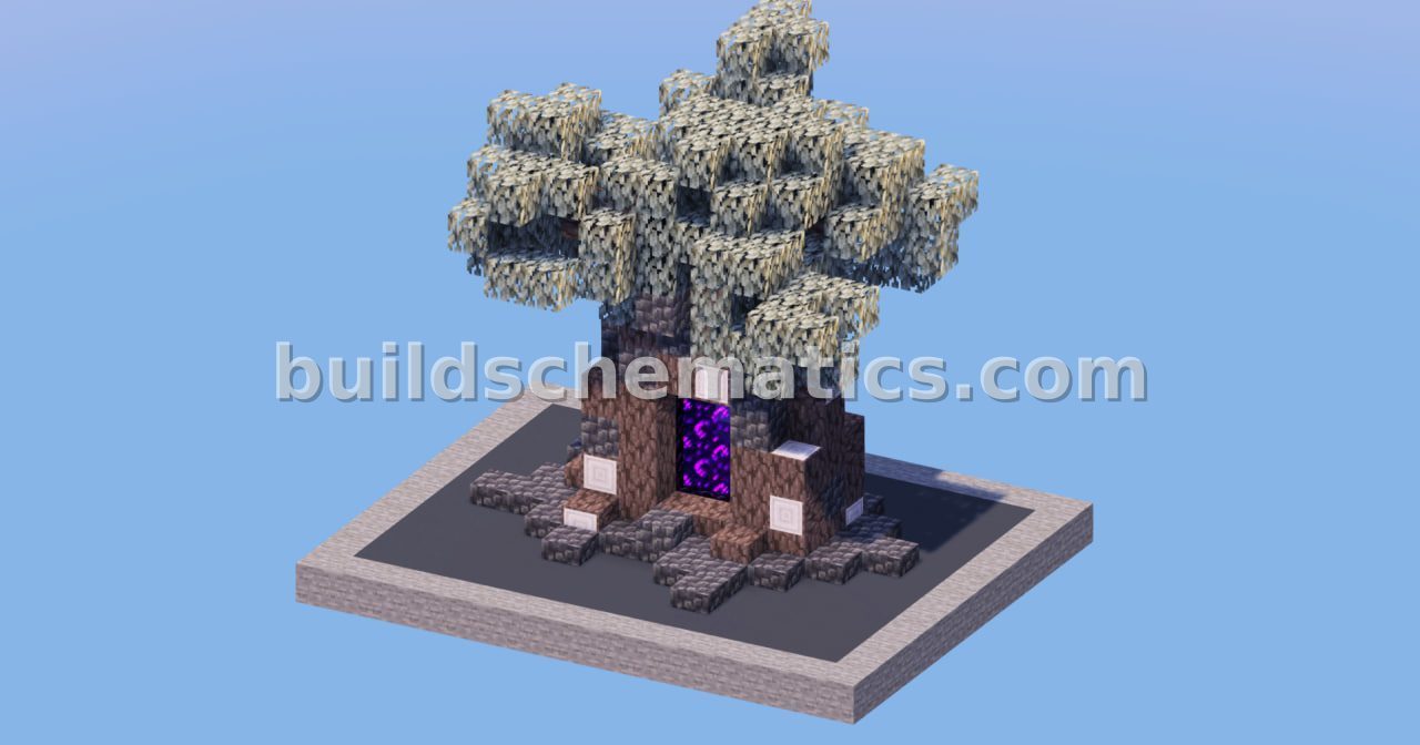 Creepy Pale Oak Tree Nether Portal Schematic — view 3