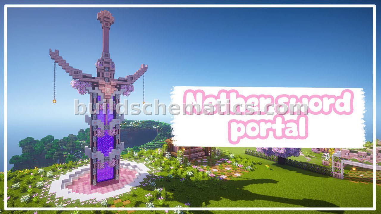 Japanese Katana Inspired Cherry Blossom Nether Portal — view 4