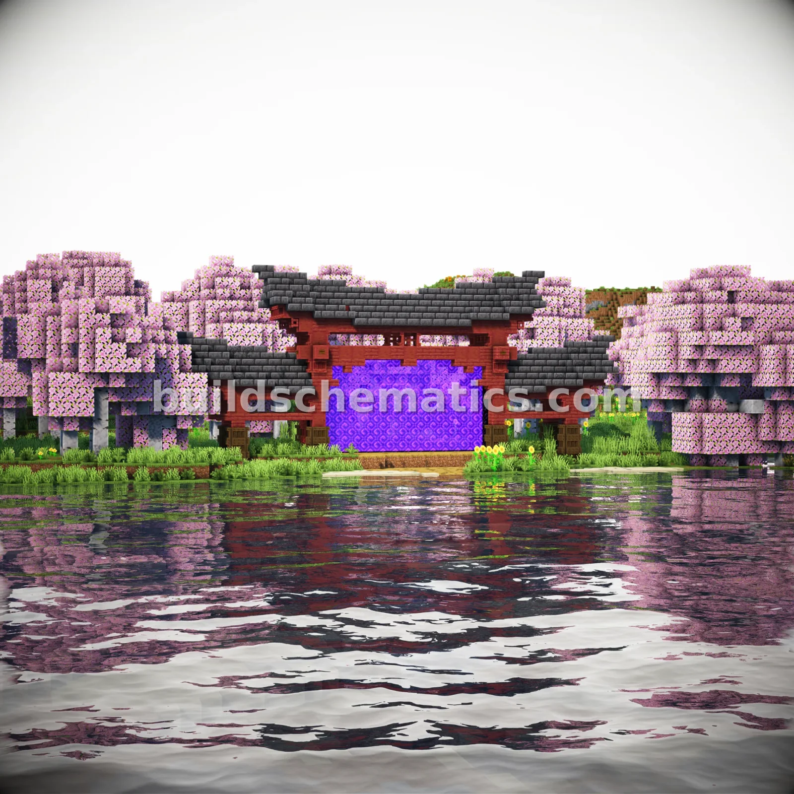 Mangrove Deepslate Nether Portal Torii Gate Schematic