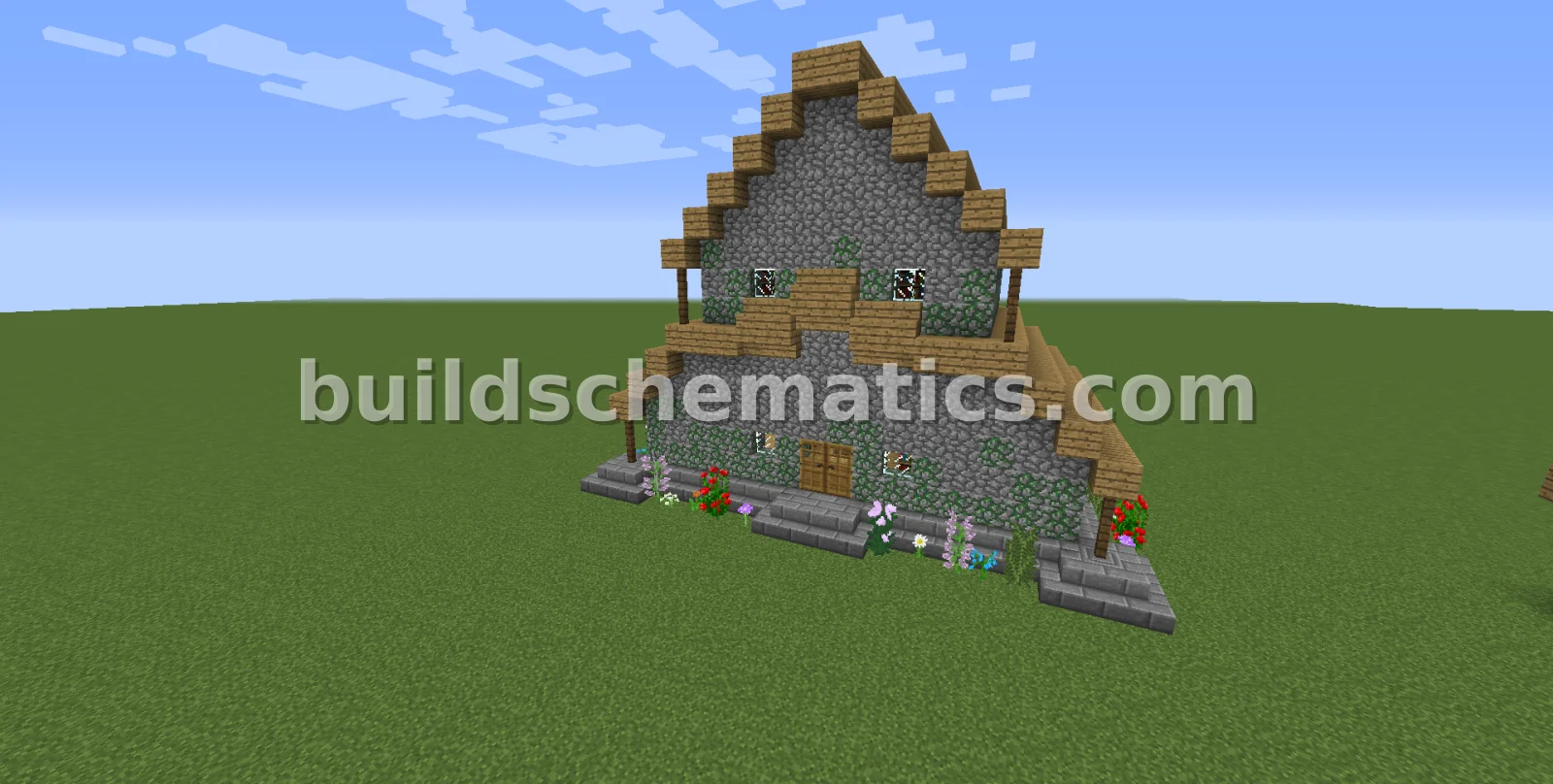 Cobblestone Library with Floral Exterior